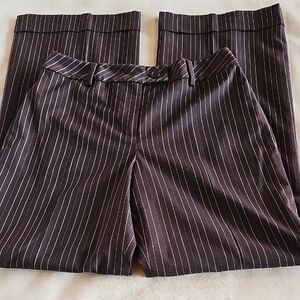 LOFT Brown Pinstripe Straight Leg Pants